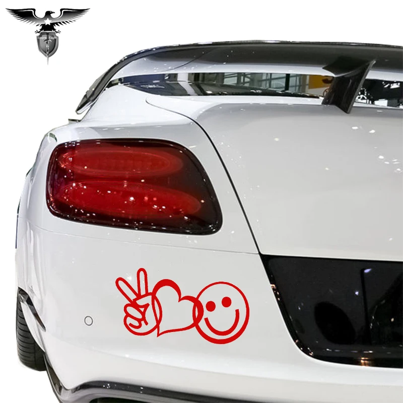 

PEACE LOVE HAPPINESS Smile Scissors Hand Car Sticker for Motorhome Motorcycles Laptop Car Decor Waterproof Vinyl Decal 10 Color
