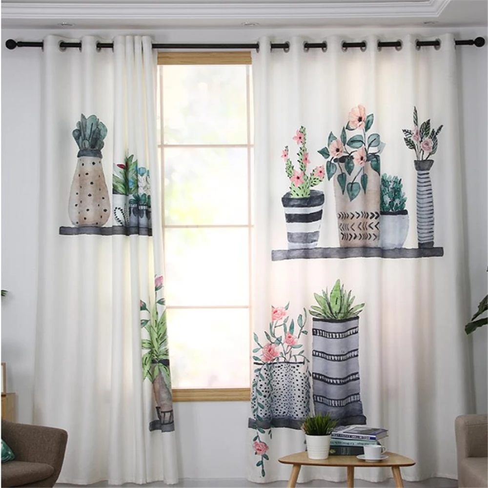 Индивидуальные 3d шторы зеленые растения небольшой свежий корейский стиль