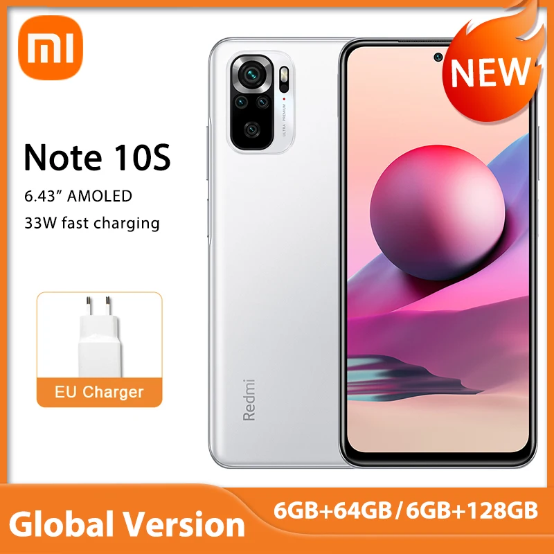 Xiaomi Redmi Note 10S 6GB 64GB/128GB Smartphone 10 S 64MP Quad Camera Helio G95 AMOLED DotDisplay 33W 5000mAh 1