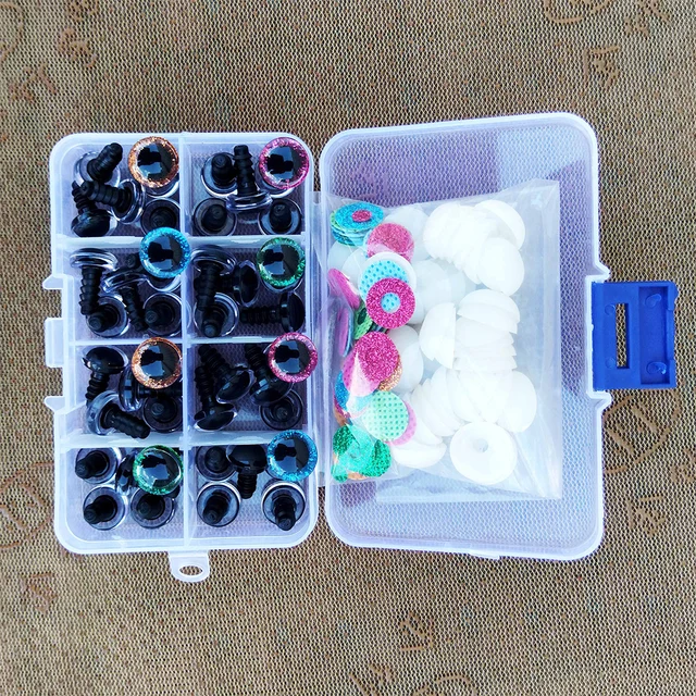 High Quality 48pcs 3D Glitter Plush Plastic Safety Eyes For Toys Amigurumi Doll Making Eyes For Dolls Mix Animal Box 12mm 6