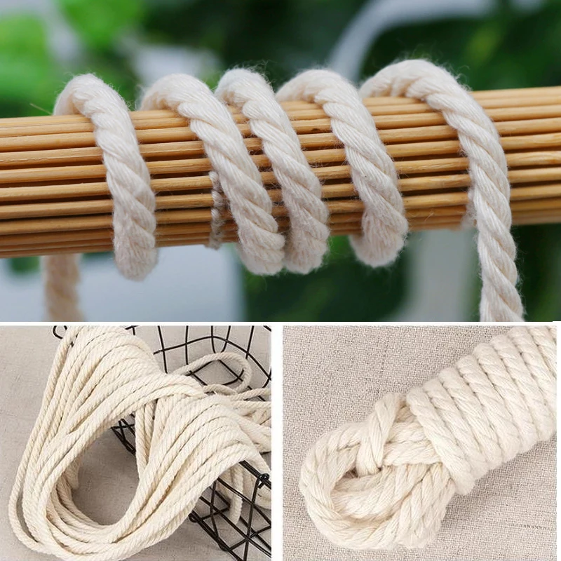 10-400M 1/2/3/4/5/6mm Macrame Rope Twisted String Cotton Cord Natural Cotton Rope Craft Cord For DIY Crafts Knitting Wedding Dec