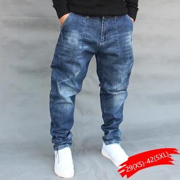 

Casual Joggers Plus Size Hip Hop Mens Jeans Harem Denim Pants High Quality Trousers Blue Jeans Male Clothes Man Jeans