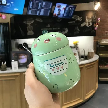 

Ceramic cup with lid spoon cute water cup ceramic mug mug with lid spoon cartoon girl cup cute and cute