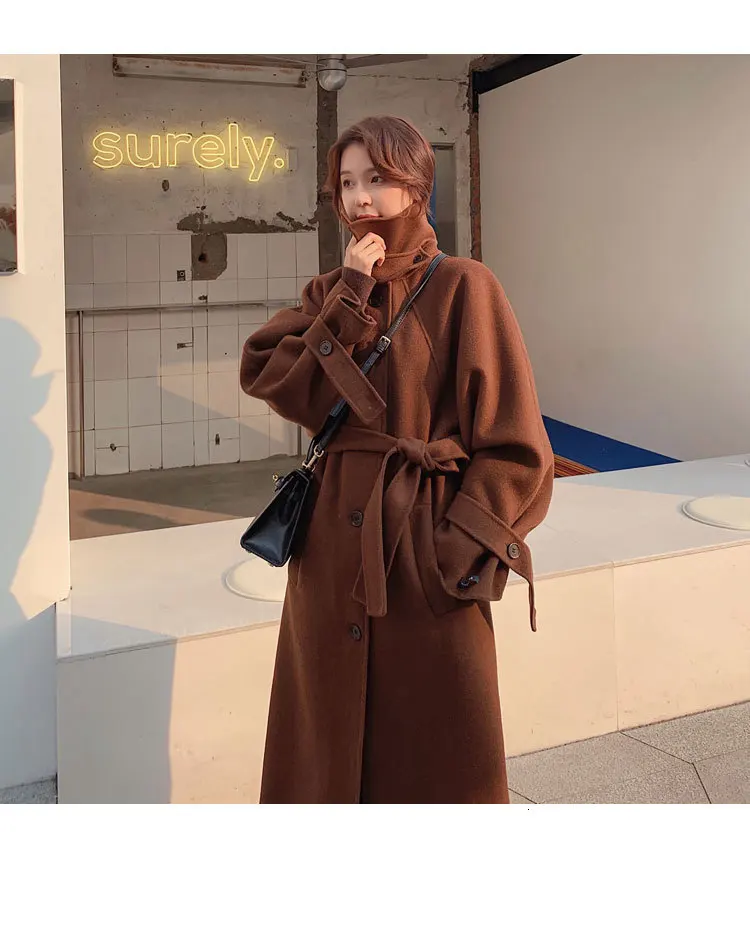 Модное шерстяное пальто для женщин осень-зима 2019 новое шерстяное пальто Тонкие однобортный однотонный Цвет женская одежда F195