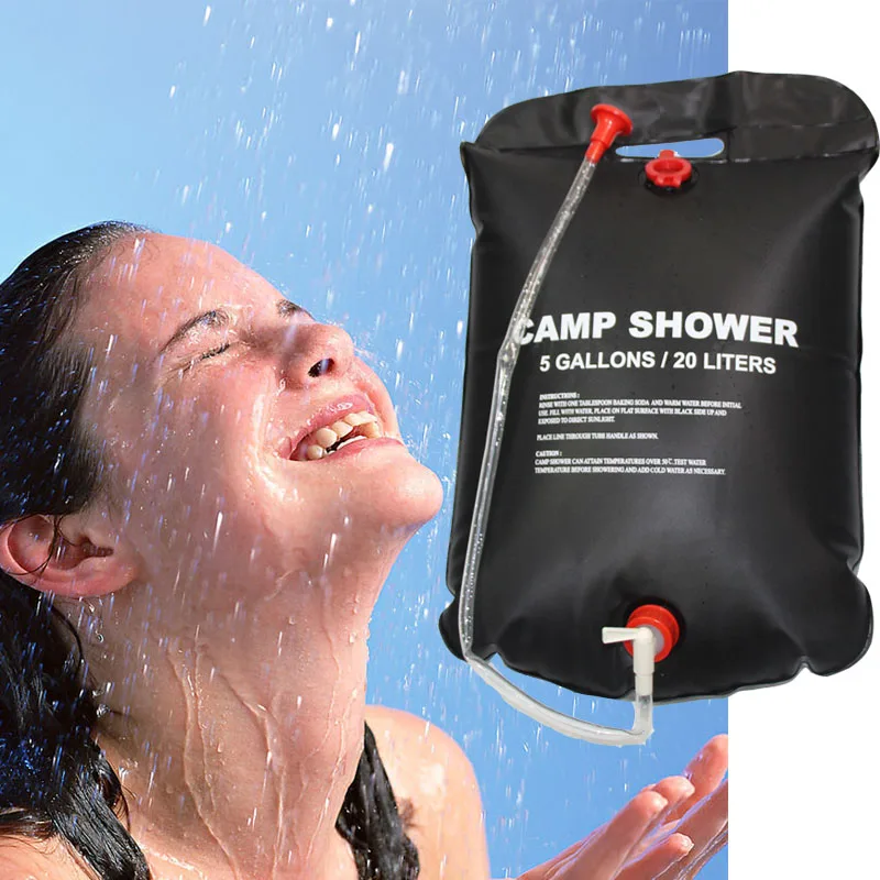 

20L Water Bag Outdoor Camping Shower Bag Portable Shower Heated Bathing Water Storage Bladder for Travel Picnic BBQ Hiking