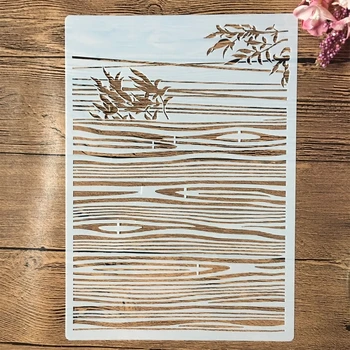 

A4 29cm Bamboo Leaves Wooden Texture DIY Layering Stencils Wall Painting Scrapbook Coloring Embossing Album Decorative Template