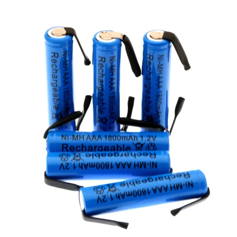 Новинка 1,2 V AAA перезаряжаемая батарея 1800mah AAA Ni-MH ячейка со сварочными штырьками плоский верх для игрушек беспроводной телефон+ никель сделай сам