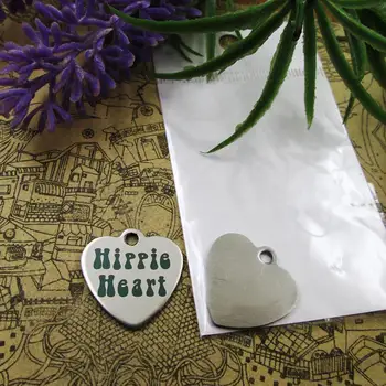 

10pcs--"Hippie Heart"stainless steel charms 5 styles for choosing DIY Charms for necklace bracelets