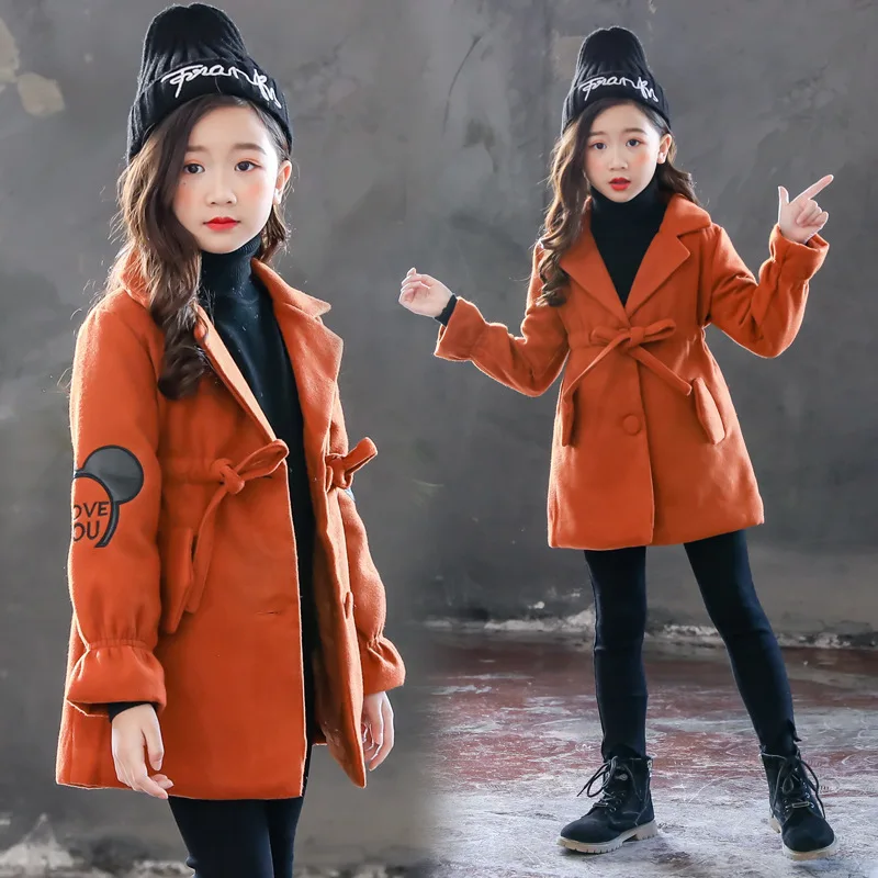 

Girls Woolen Jacket 2020 Autumn And Winter New Style Middle And Large CHILDREN'S Garment Korean-style Mid-length GIRL'S Thick Du
