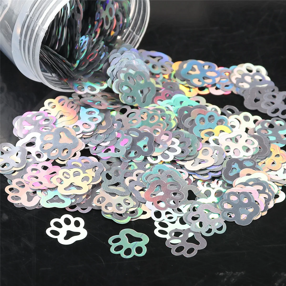 Sequins Eco-friendly PET Ultrathin Dog Footprints Nail Sequin Mixed Holographic Laser Silver Glitter for Craft Nail Art Decor sequins for crafts,nail art decor