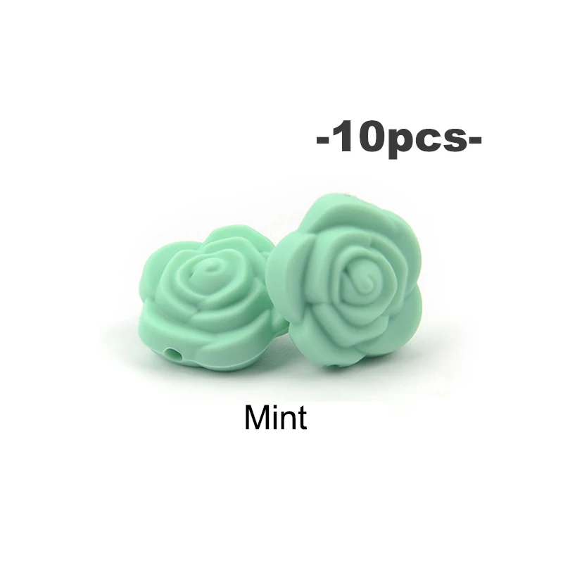Elegant Rose Flower Silicone Bead Set for DIY Jewelry and Crafts (10 pcs)