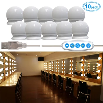 

Hollywood Style Bathroom DIY Plug In Bedroom Home Decoration ABS LED Vanity Mirror Lights Makeup Bulb Power Adapter Dimmable
