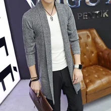 Новинка, мужской кардиган с длинным рукавом, свитер средней длины, пальто с карманом, зима и осень, повседневный однотонный кардиган KK3184