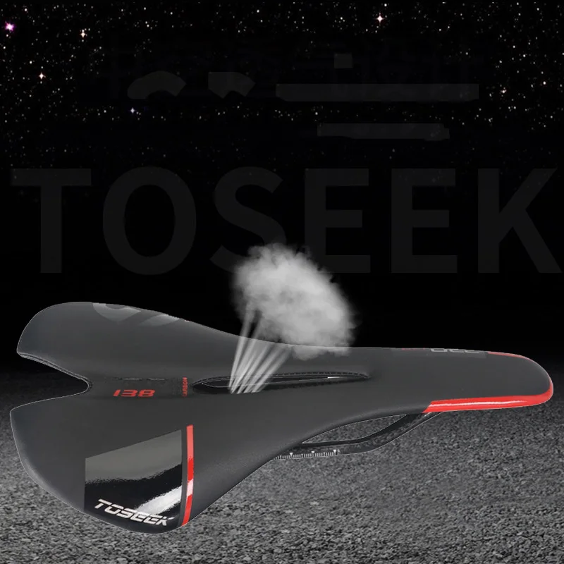 TOSEEK PRO138 велосипедное седло полностью из углеродного волокна, кожаное седло для горной дороги, мягкое полое переднее сиденье 278*138 мм, велосипедные детали