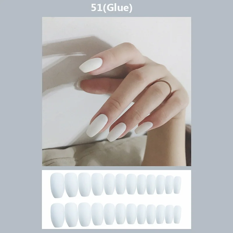 Longo Manicure Multi-cor Fosco Unhas Postiças Cola Usar Acabados 24 Pçs - Set 8 Cheap Unhas postiças