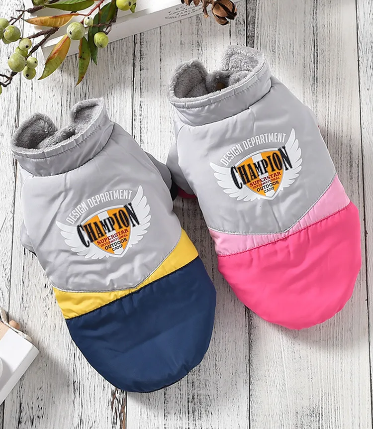 Newest Dog Clothes Spliced with Two-legged Cotton Padded Clothes for Small Dogs and Puppies Warm Vest Pet Dog Coat