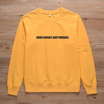

ONSEME Crewneck Sweatshirt Women Need Money Not Friends Women's Casual Black White Gray Crewneck Sweatshirt Harajuku Hoodie S-41