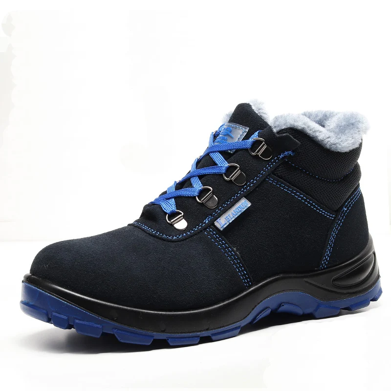 

mens casual warm cotton steel toe covers working safety boots worker winter cow suede leather safe shoes security ankle botas