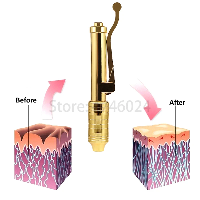Новинка, золото, 0,3 мл, гиалуроновая ручка для инъекций, гиалуроновая ручка, без иглы, мезотерапия, высокое давление, кислотные пистолеты, массажный распылитель, пистолет