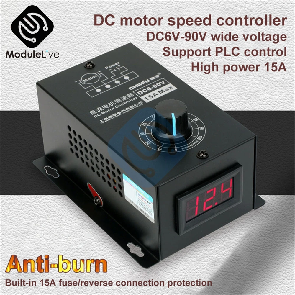 Eletrônica de Silício de Alta Potência Máquinas Reguladoras de Tensão Controlador de Velocidade do Motor dc Variável 10000w 6v-90v Pwm 15a