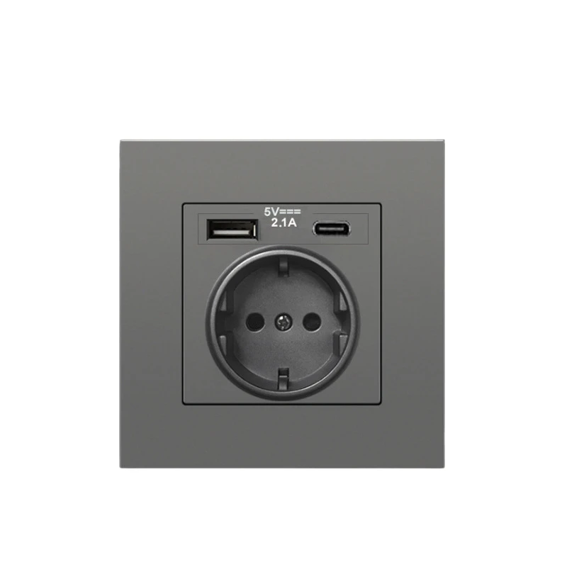 Pop Type-C USB Power Socket German, EU Standard USB  Receptacles,USB C Wall Outlet Russian,2.1A Wall Fast Charger Adapter Poland