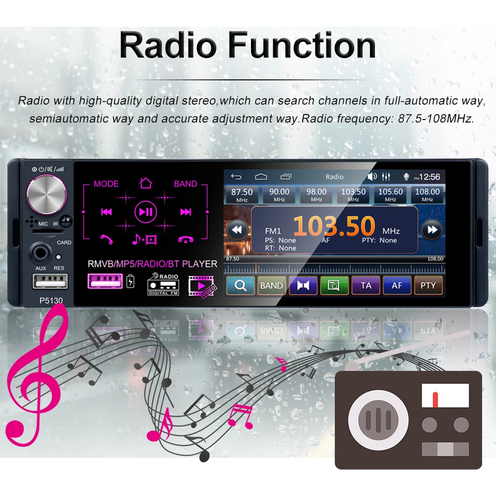 Автомагнитола Podofo 1 Din сенсорный экран 4 дюйма Bluetooth MP5 USB MP3 TF|Автомобильные