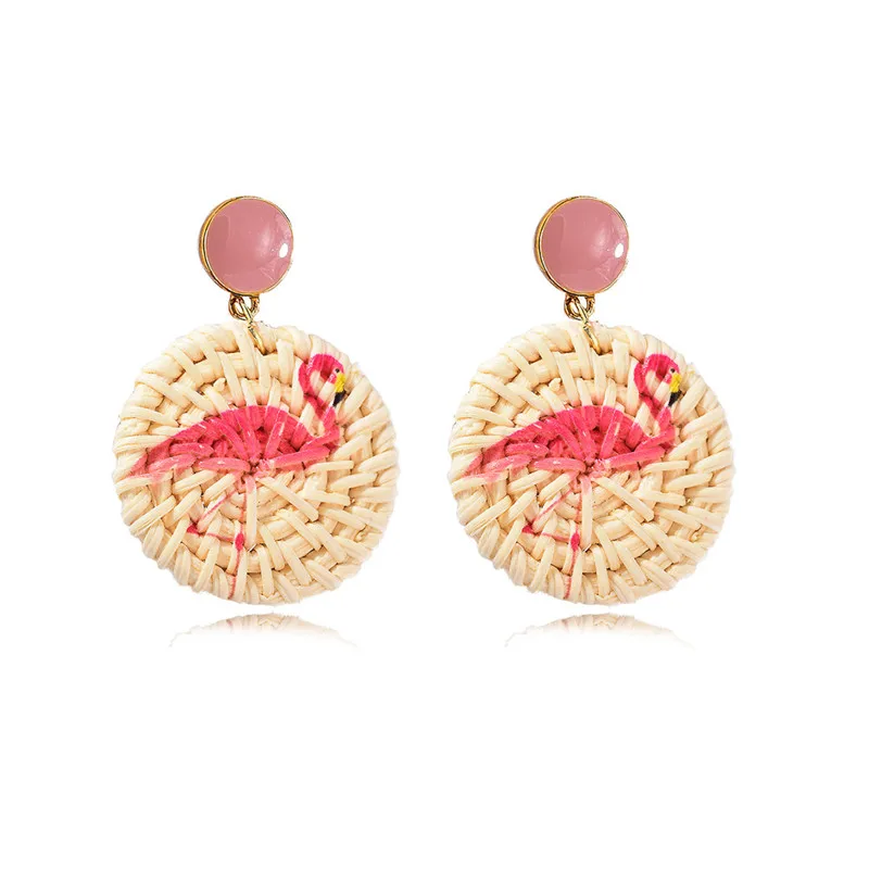 Винтажные плетеные серьги из ротанга с фламинго ананасом КАКТУСОМ морская