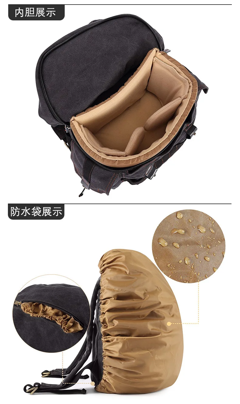 Canvas Camera Backpack Europe And America Retro DSLR Camera Bag Backpack Canvas Camera Bag Wholesale Customizable