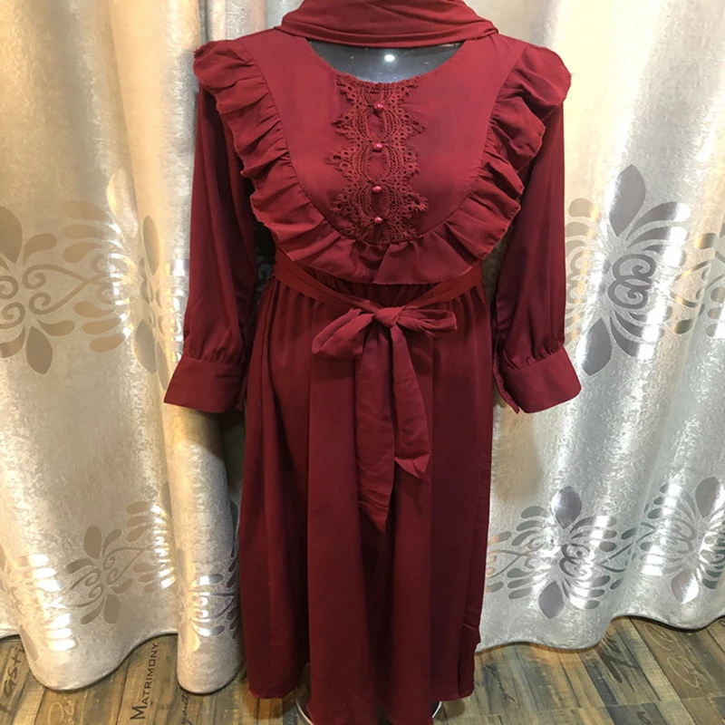 wine red Абайя Дубай мусульманское платье хиджаб турецкий платья Кафтан Турция Исламская одежда Абая для женщин Кафтан марокаин Омани халат Тюрк - Цвет: wine red