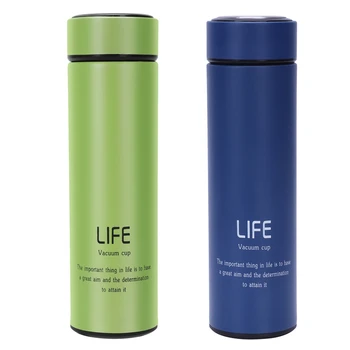 

2Pcs Stainless Steel Vacuum Bottle Mug Cup Coffee Thermos Travel Insulated Container Blue with Green