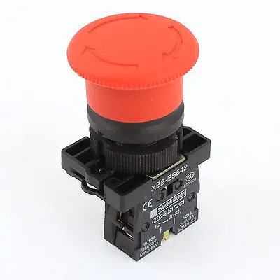 

Ui 600V Ith 10A SPST NC Emergency Stop Latching Red Mushroom Push Button Switch