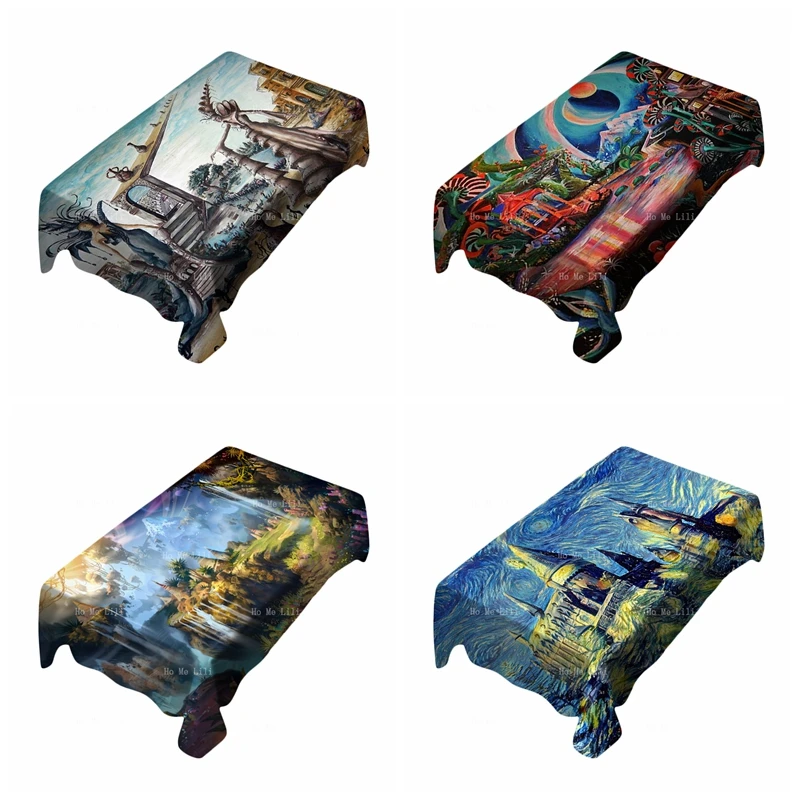 

Nature Scenery Magic School Starry Night Alternate Universe Art Ships Paintings Mushrooms Surrealism Tablecloth By Ho Me Lili