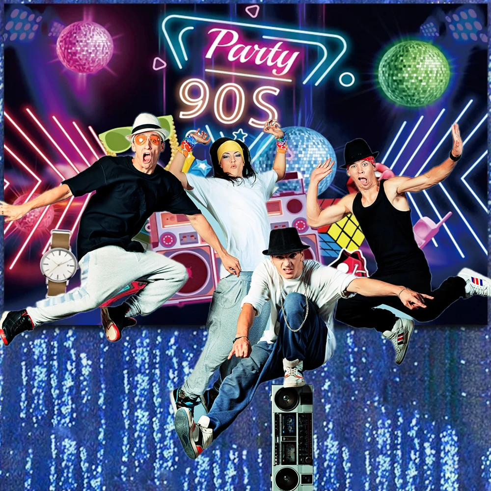 80's 90's Disco Music Glow Party Adult Birthday Backdrops Photography Hip Hop Background Baby Shower Photo Photographic Props photo backdrop