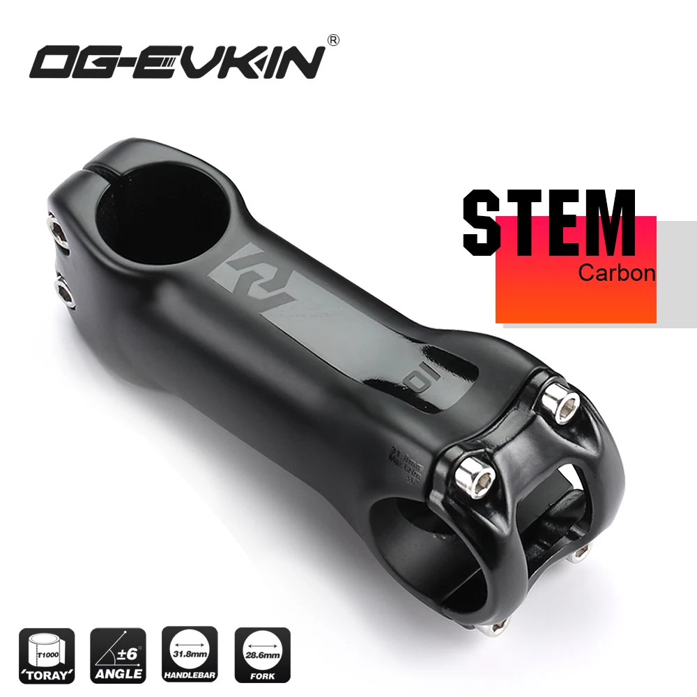 OG-EVKIN BS-005 T800 Carbon Stem 6Degree 28.6/31.8MM Carbon Road Bike Stem MTB Bicycle Stems Positive and Negative Cycling Parts