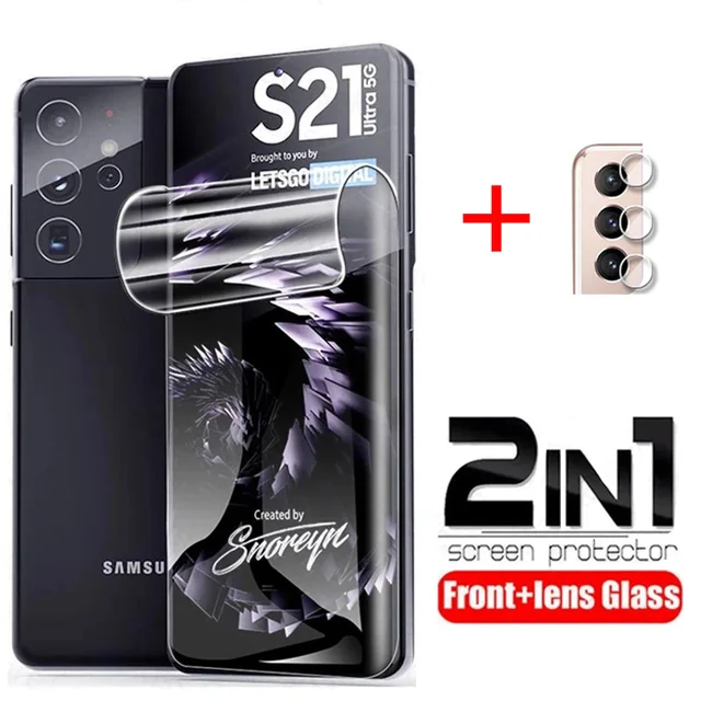 Hydrogel Film For Samsung Galaxy S21 Ultra Plus S20 FE Protective Glass S 21 S20fe S21Ultra  Note 20 Camera Len Screen Protector 1front 1lens