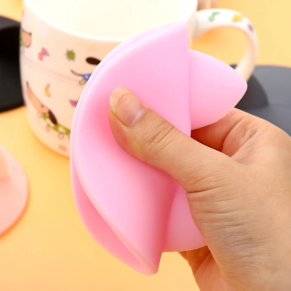 1Pc Cute Animals Cat Ear Silicone Cover Coffee Cup Suction Seal Lid Heat-Resistant Dust Proof Cap Anti-dust Mark Cup Cover Tool