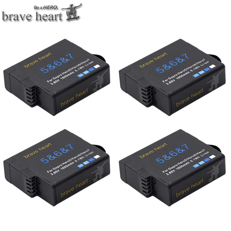 4battery Новая батарея bateria hero 6 7 8 hero 5 для GoPro hero 5 hero 6 Go Pro hero 5 6 7 8 hero 7 hero 8 black аксессуары для камеры - Цвет: 4battery