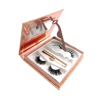 

2 pairs Magnetic Eyelashes & Magnetic Eyeliner & Tweezer Set 5 Magnet Eyelashes Waterproof Magnet Eyeliner custom your logo