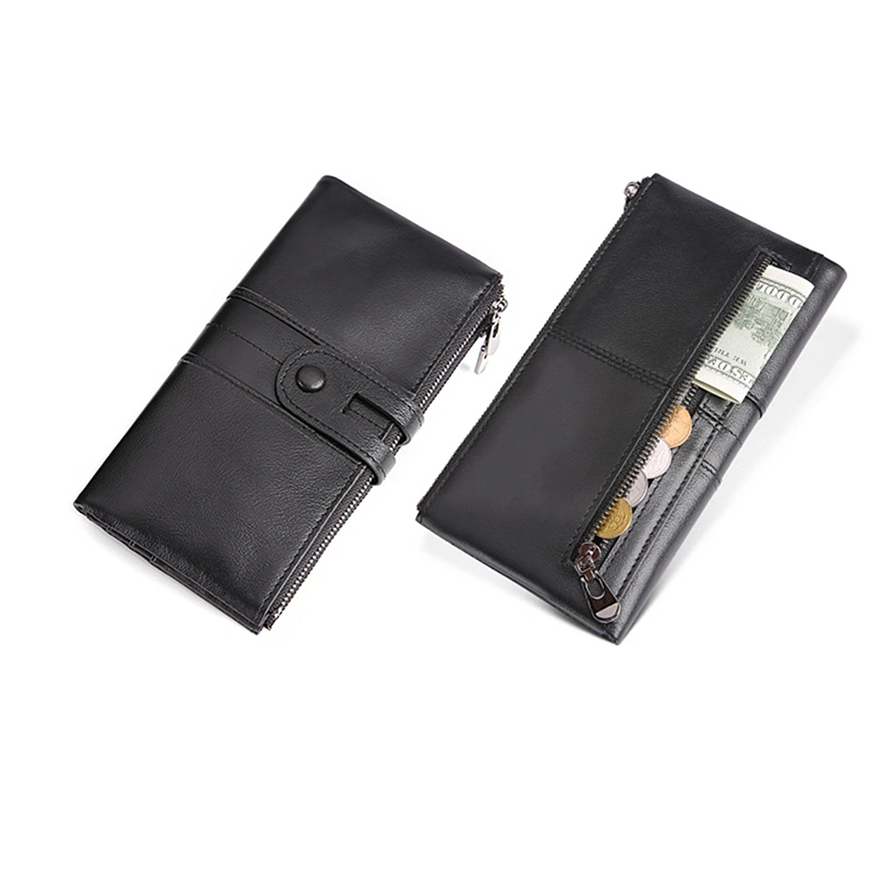 Женский Длинный кошелек из натуральной кожи в стиле ретро, модный клатч для мобильного телефона с защитой от кражи, кошелек на молнии