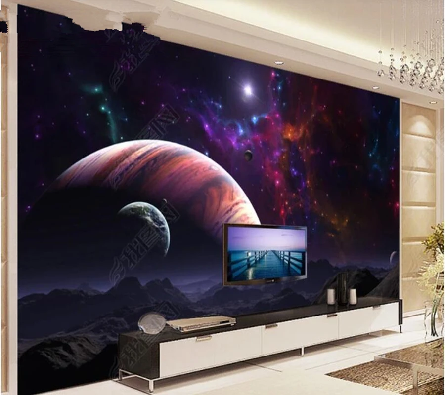 

Papel de Gorgeous universe planet starry sky 3d wallpaper,bedroom KTV bar mural wall decor