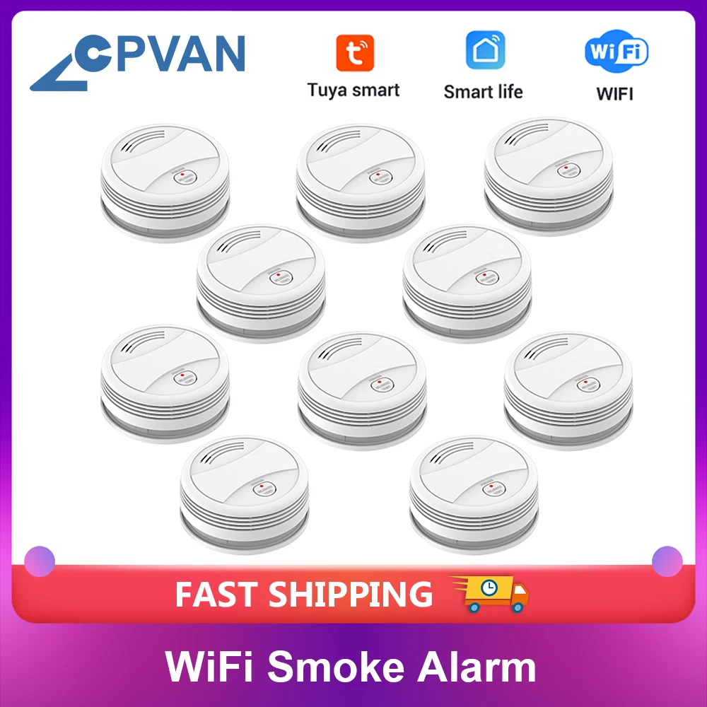 10pcs/Lot  Smoke Detector Sensor Fire Alarm Smart Life/Tuya APP Control Home Security System Firefighters detecteur de fumee