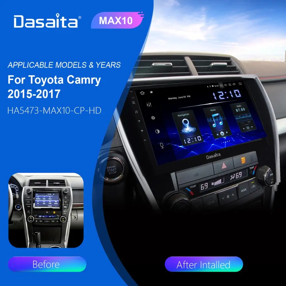 Dasaita автомобильное радио 1 Din Android 10 0 для Toyota Camry US версия 2015 2016 2017 DSP 2 &quotHD сенсорный