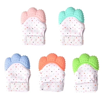 

Baby Teether Gloves Squeaky Grind Teeth Oral Care Teething Pain Relief Newborn Bite Chew Sound Toys Adjustable Silicone BPA Free
