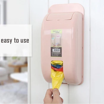 

Wall Sticking Trash Bag Storage Container Plastic Garbage Bag Holder Organizer Dispenser Box Case Mounted Hanging Storage Box