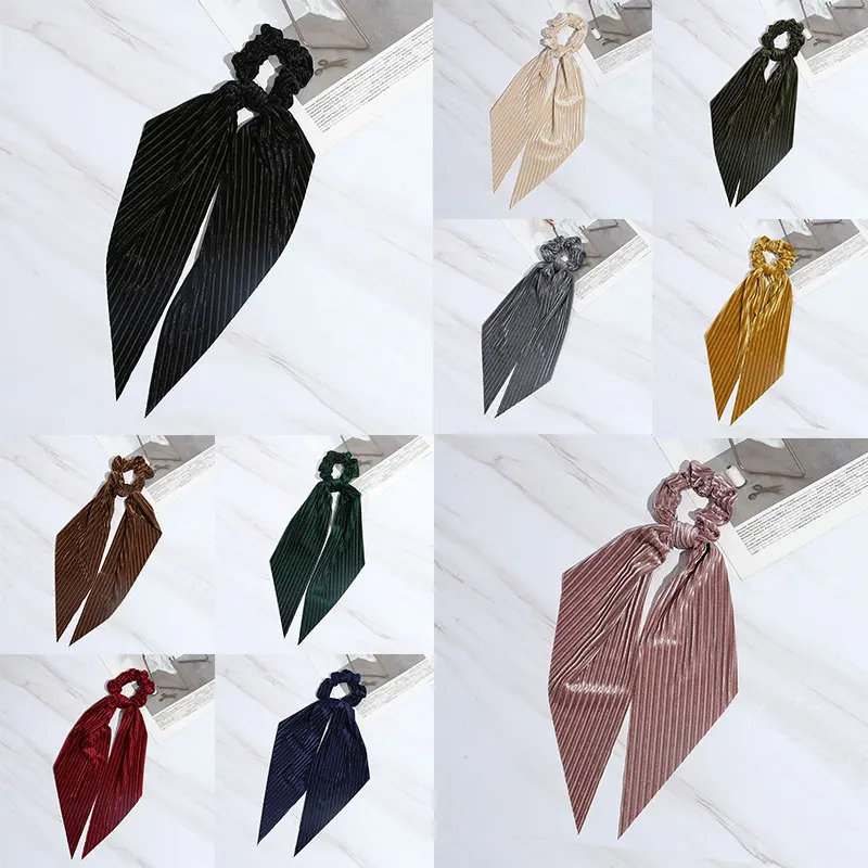 

Solid Color Long Ribbon Velvet Hair Rope Elastic Hair Bands Women Ponytail Hair Scarf Corduroy Scrunchies Hair Accessories