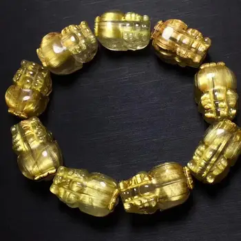 

Top Quality Natural Brazil Gold Rutilated Titanium Quartz Bracelet 22x13mm Woman Man Pi Xiu Wealthy Crystal Certificate AAAAAA
