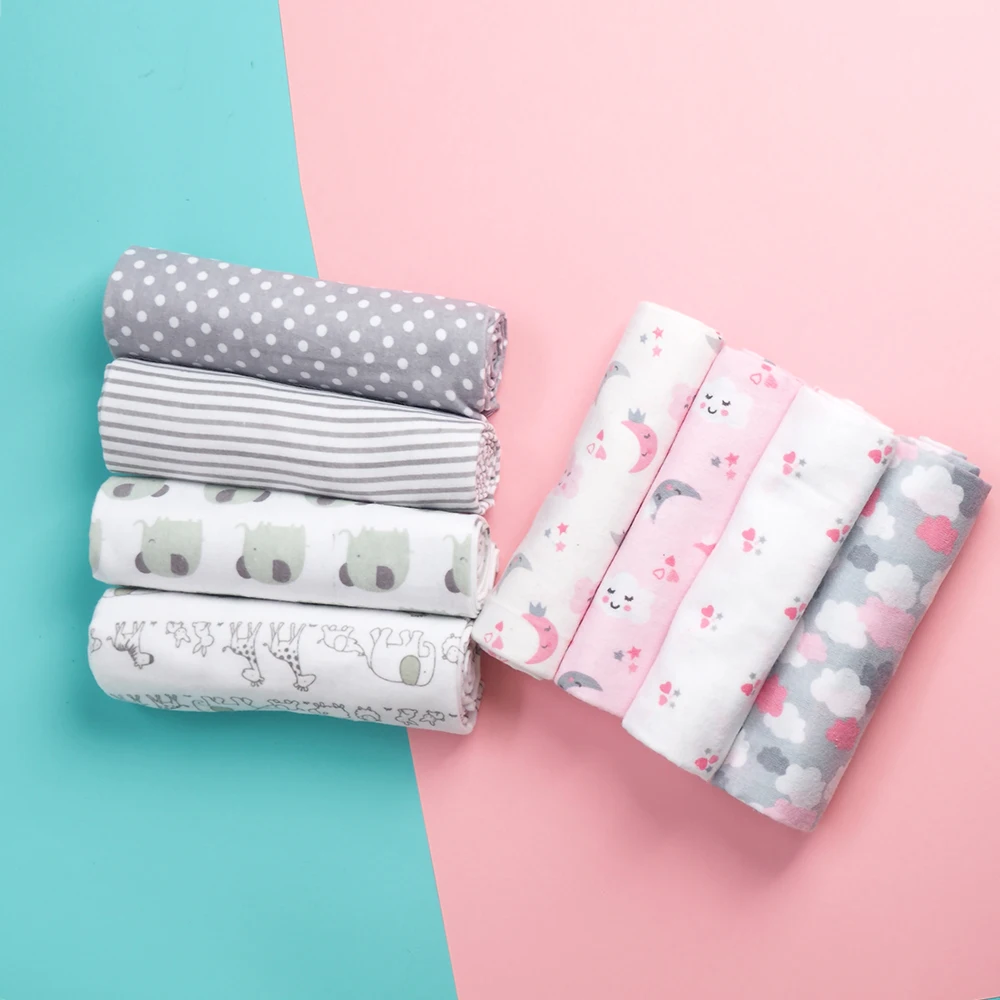 

4Pcs/Lot Baby Blanket Muslin Squares 100% Cotton Flannel Swaddle Diapers For Newborns Soft Kid Photography Blankets Newborn Wrap