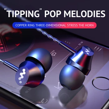 

New In-Ear Phone Earphones Wired Earphone Heavy Bass Headphones With Microphone Volume Control Stereo Gaming Headset For Phones