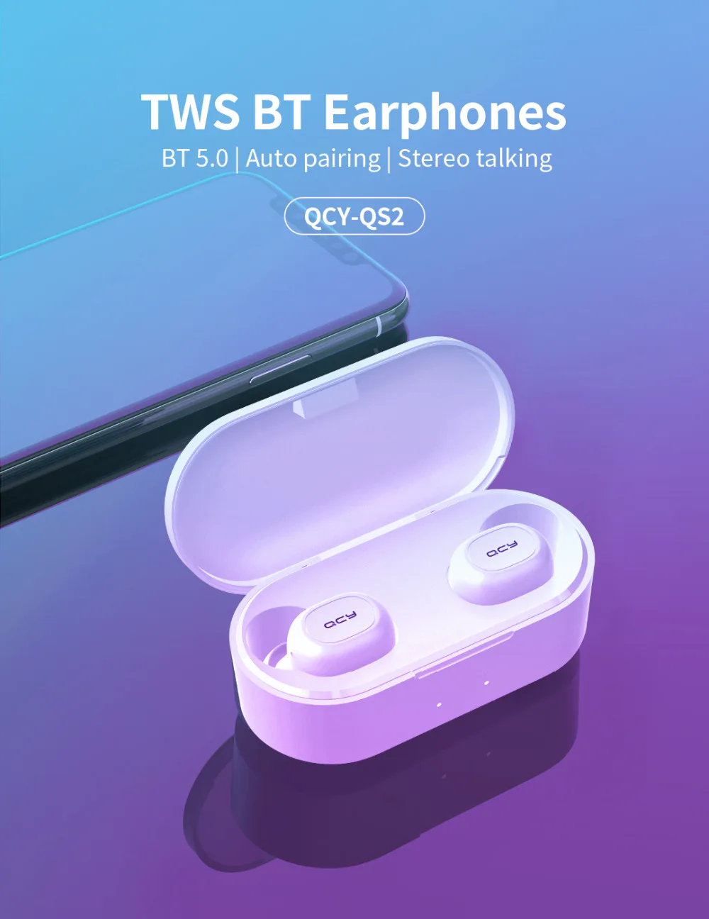 QS2 TWS наушники Bluetooth V5.0 3D стерео Спортивные Беспроводные наушники с двойным микрофоном, автоматическое подключение