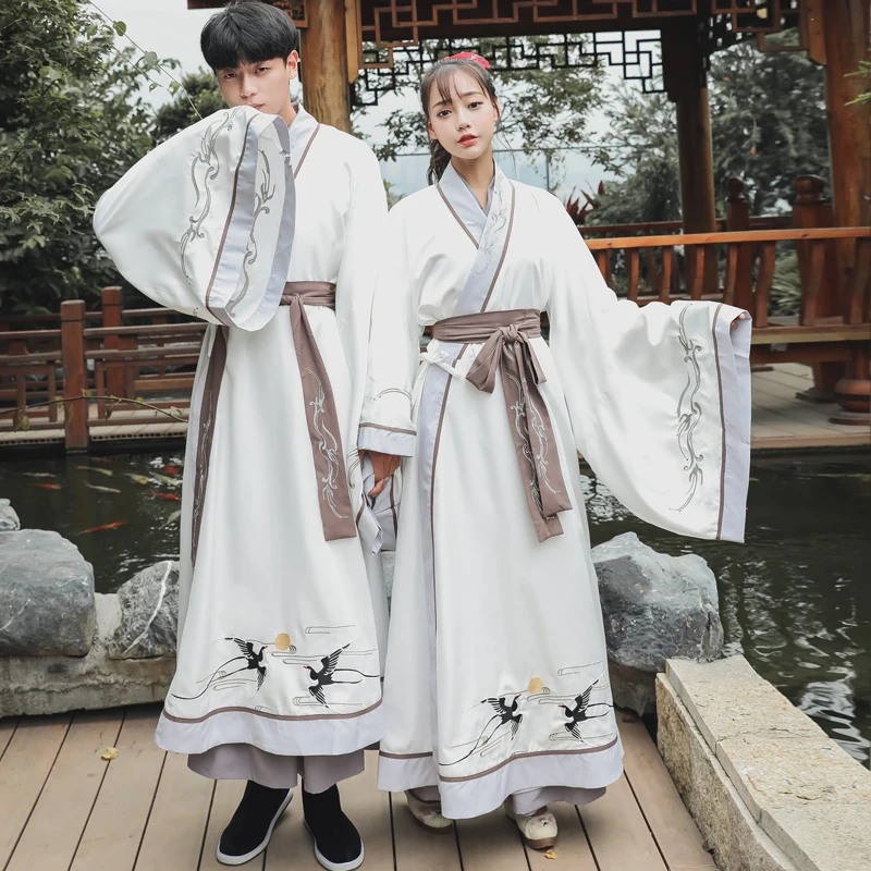 Костюм Hanfu для классических танцев с вышивкой мужчин и женщин одежда народного